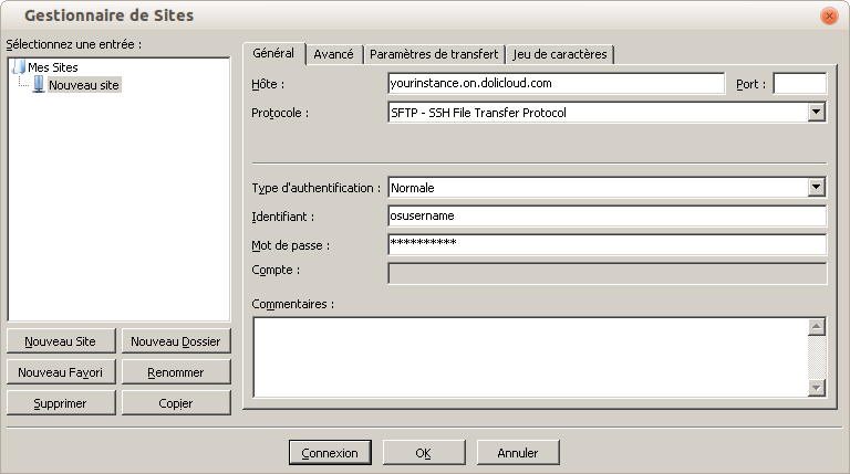 Configuration de FileZilla avec WinSCP